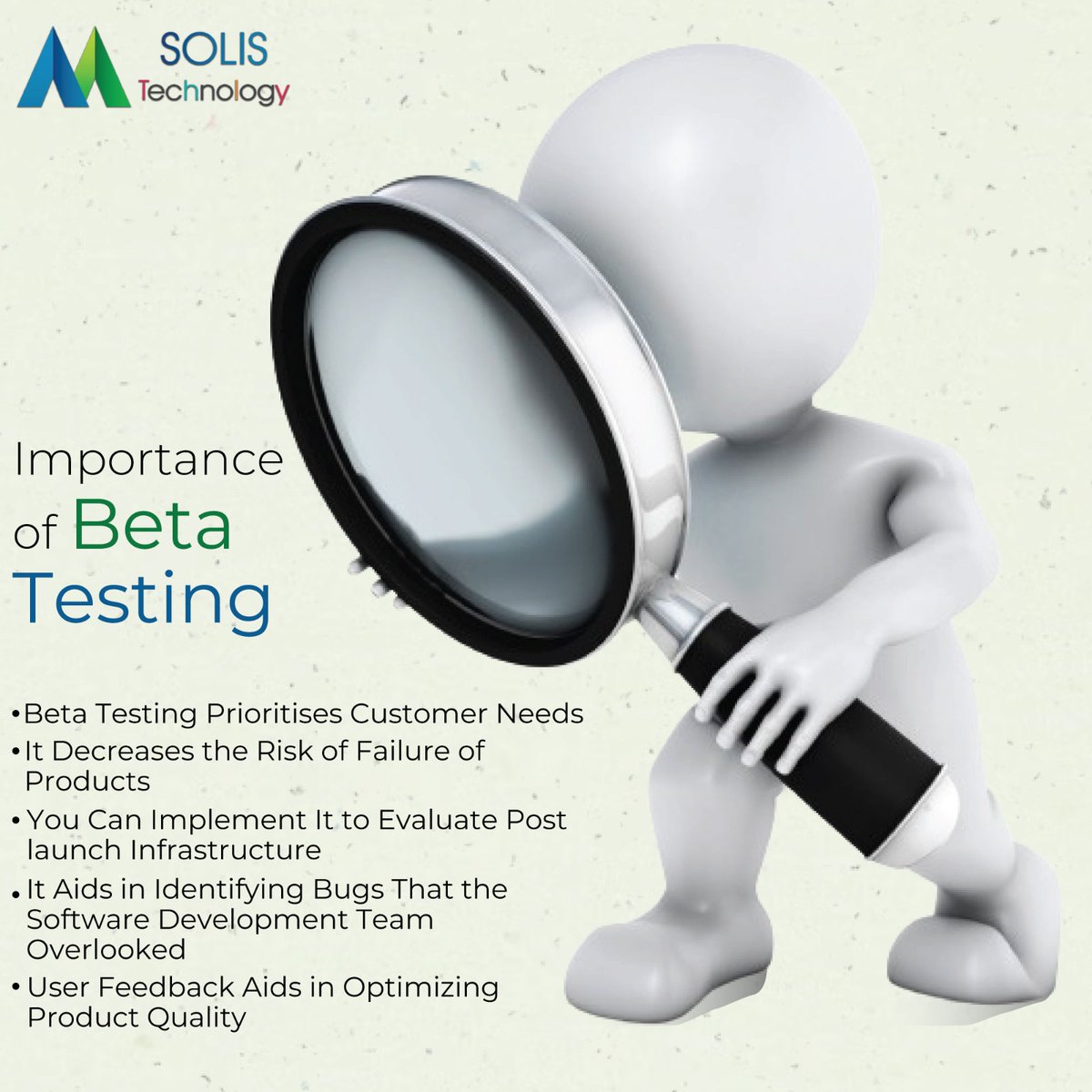 solistechnology's tweet image. #Beta_testing allows real consumers to utilise a product in a production setting to find faults or flaws before a wider release.

Follow Solis Technology to know more.

#betatester #betatest #betatesting #beta #core #androidapps #software #testing #betatesters