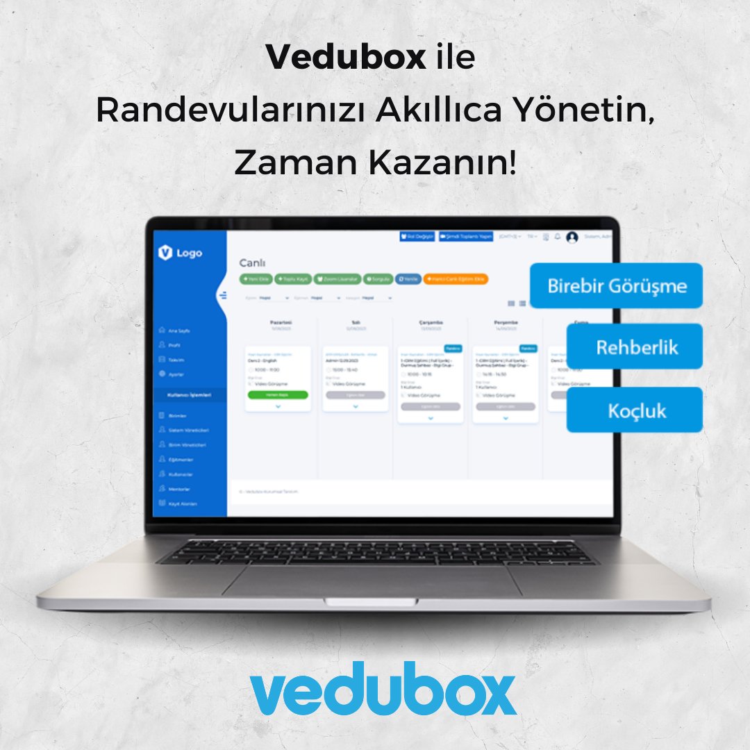 vedubox's tweet photo. Vedubox ile Randevularınızı Akıllıca Yönetin, Zaman Kazanın!

Siz de hemen Vedubox 'ın Rehberlik Randevu Modülü ile tanışın ve randevularınızı kolayca yönetin!
https://t.co/xFDeUMdJ8M https://t.co/hdp30okCWu