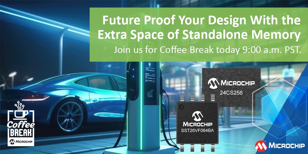 MicrochipTech's tweet photo. Learn about standalone memory, and both why and when it is used. Join our experts for Coffee Break today at 9:00 a.m. PST: https://t.co/Kr5f8VQym6. #NORFlash #SerialFlash #EEPROM #I2C #SPI #IoT #EmbeddedDesign #AutomotiveEngineering #IndustrialAutomation #ElectronicsManufacturing https://t.co/iYnUt06roB