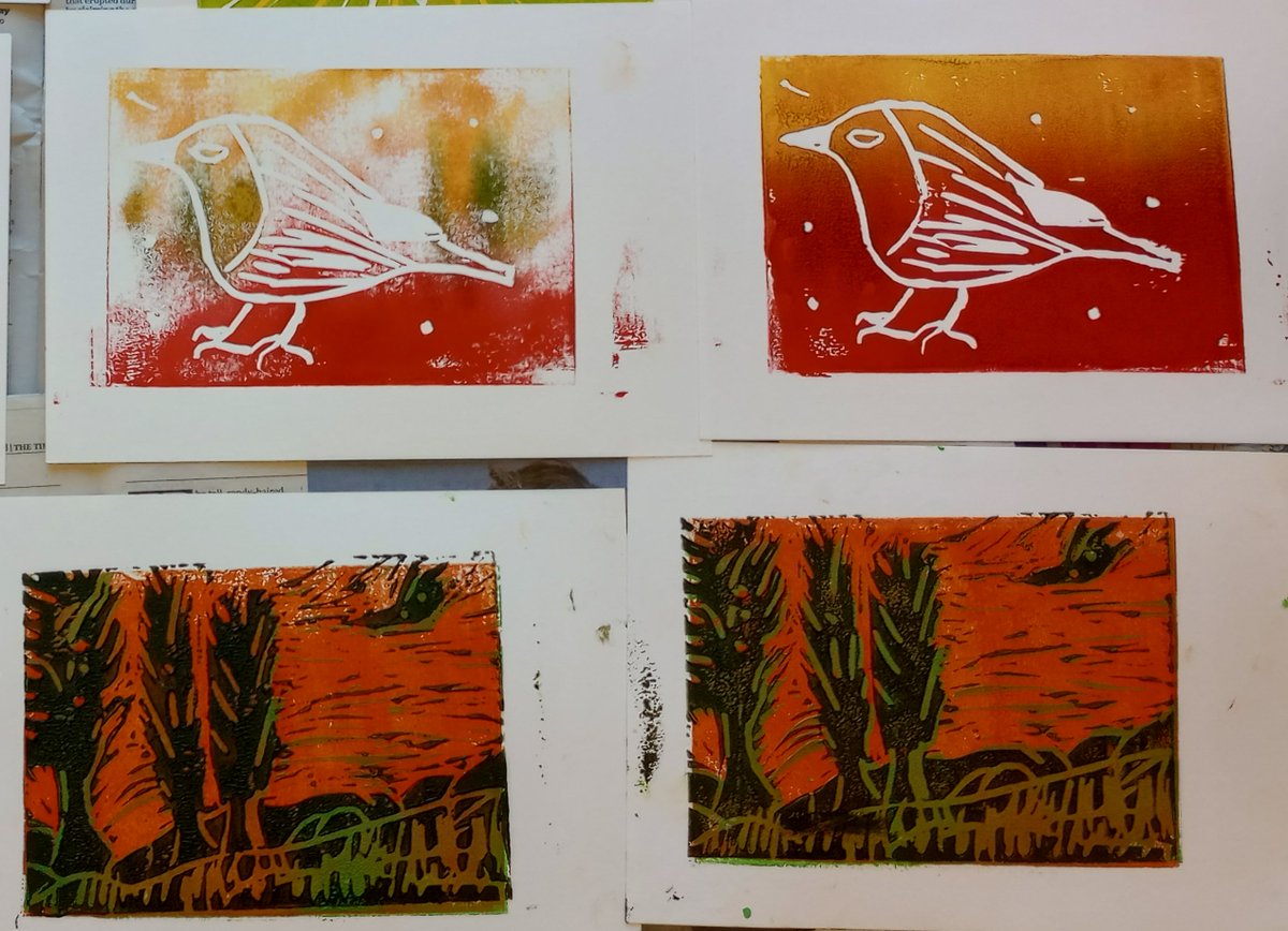 StoweHouse's tweet photo. Our attendees created some wonderful winter prints during the lino workshop with local artist and teacher @AlexandraBuckle.

#Art #ChristmasWorkshop #Winter #Festive https://t.co/nsVsJJGxZS
