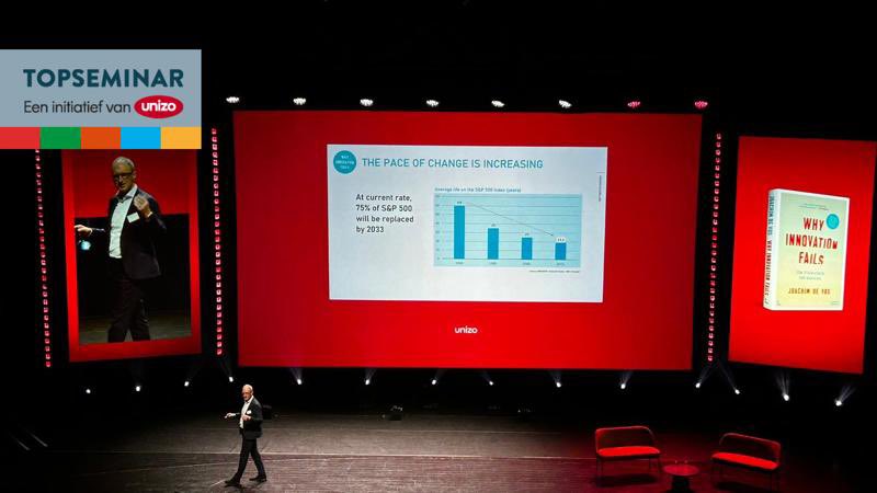 <a href="/JoachimDeVos/">Joachim De Vos</a> blaast ons omver met de snelheid van innovatie. “Wat we in België misschien nog als sciencefiction zien, bestaat elders al. Science is magic.” Ben jij future-fit? Zet in op innovatie volgens de 7 sleutels voor succes uit “Why Innovation Fails”. #UNIZO #Topseminar