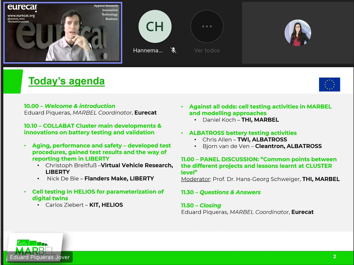MARBEL H2020 (@marbel_h2020) on Twitter photo Starting off the second #COLLABAT cluster webinar on methodologies for testing and validation of #batteries with representatives from <a href="/helios_h2020/">HELIOS - a Horizon 2020 EU-funded Project</a>, #LIBERTY, #ALBATROSS and #MARBELproject
Join us online now 🔴teams.microsoft.com/l/meetup-join/… Starting off the second #COLLABAT cluster webinar on methodologies for testing and validation of #batteries with representatives from <a href="/helios_h2020/">HELIOS - a Horizon 2020 EU-funded Project</a>, #LIBERTY, #ALBATROSS and #MARBELproject
Join us online now 🔴teams.microsoft.com/l/meetup-join/…