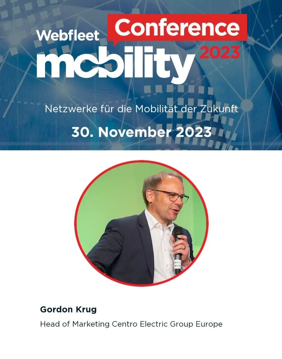_X_Alex_'s tweet photo. #CENN #CENNTRO • $CENN
#ELECTRICVEHICLE #EV
•
Cenntro #Europe
•
#Webfleet Mobility Conference
November 30, 2023
Speaker : Gordon Krug
•
🌐
https://t.co/ne75nMHs7j
• https://t.co/7hhdjbakV2