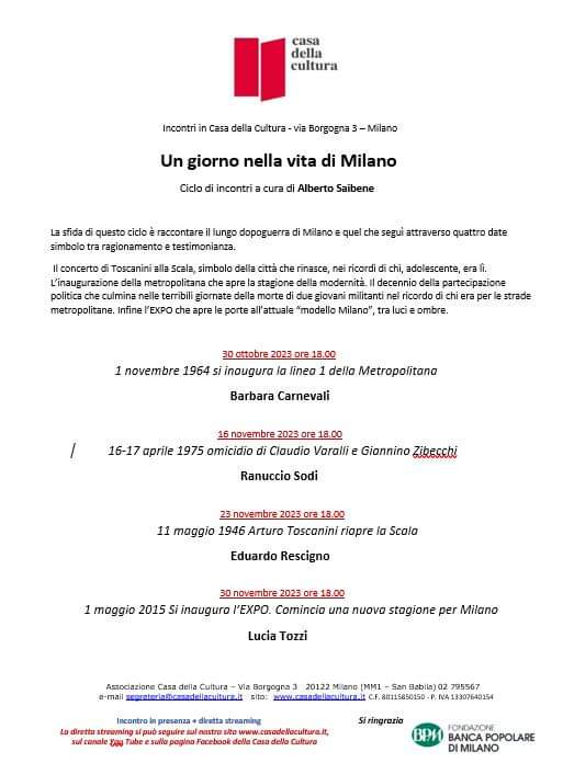 giovedì 30 novembre, ore 18
Casa della cultura, Milano

conferenza di #LuciaTozzi
'1 maggio 2015 si inaugura l'Expo. Comincia una nuova stagione per Milano'
@C_dellaCultura
@OffTopic_lab @MILinMOV 
@gbarbacetto @marioricciard18 @ilTascabile @Snaporazonline @MirellaArmiero