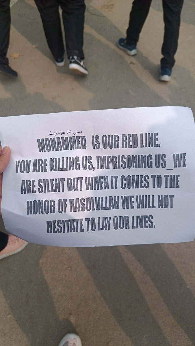 Muhammed SWS is our Red LINE. You are killing us, imprisoning us_We are silent but when it comes to the Honor of Rasulullah we will not hesitate to lay our lives for our beloved Hazrat Muhammed SWS.