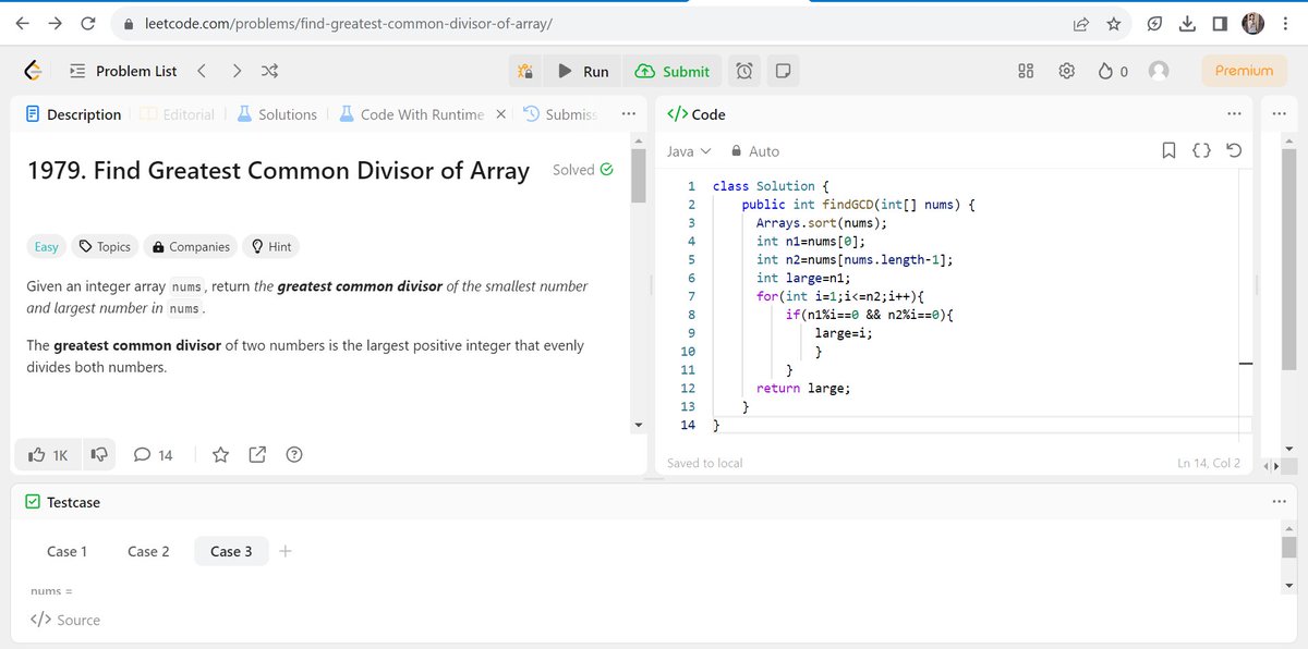 Umamaheswari_ms's tweet image. #LeetCode100DaysChallenge Day 1: Getting Started!**
Excited to embark on the LeetCode 100 Days Challenge today! 💻🔥
🎯 **Today's :*Problems statement is "FIND THE GCD OF ARRAY".
#LeetCode #CodingChallenge #Java #100DaysOfCode #ProgrammingJourney #CodeEveryday #Day1 @LeetCode