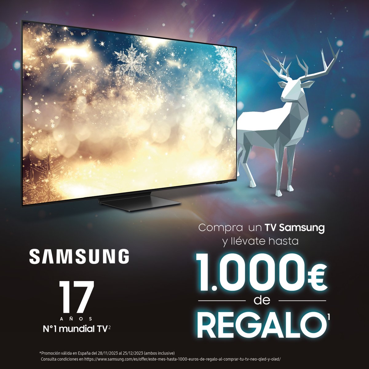 tiendaselectron's tweet photo. Promoción Samsung: Llévate hasta 1.000€ de reembolso* con la compra de un TV Neo QLED, QLED u OLED
Productos disponibles https://t.co/ckzlIToyN3
Válido desde 28/11/23 al 25/12/23 (ambos inclusive).
*Consulta condiciones ➡️ https://t.co/2mh8t0Vo6a https://t.co/AZ0RT4T1Kk