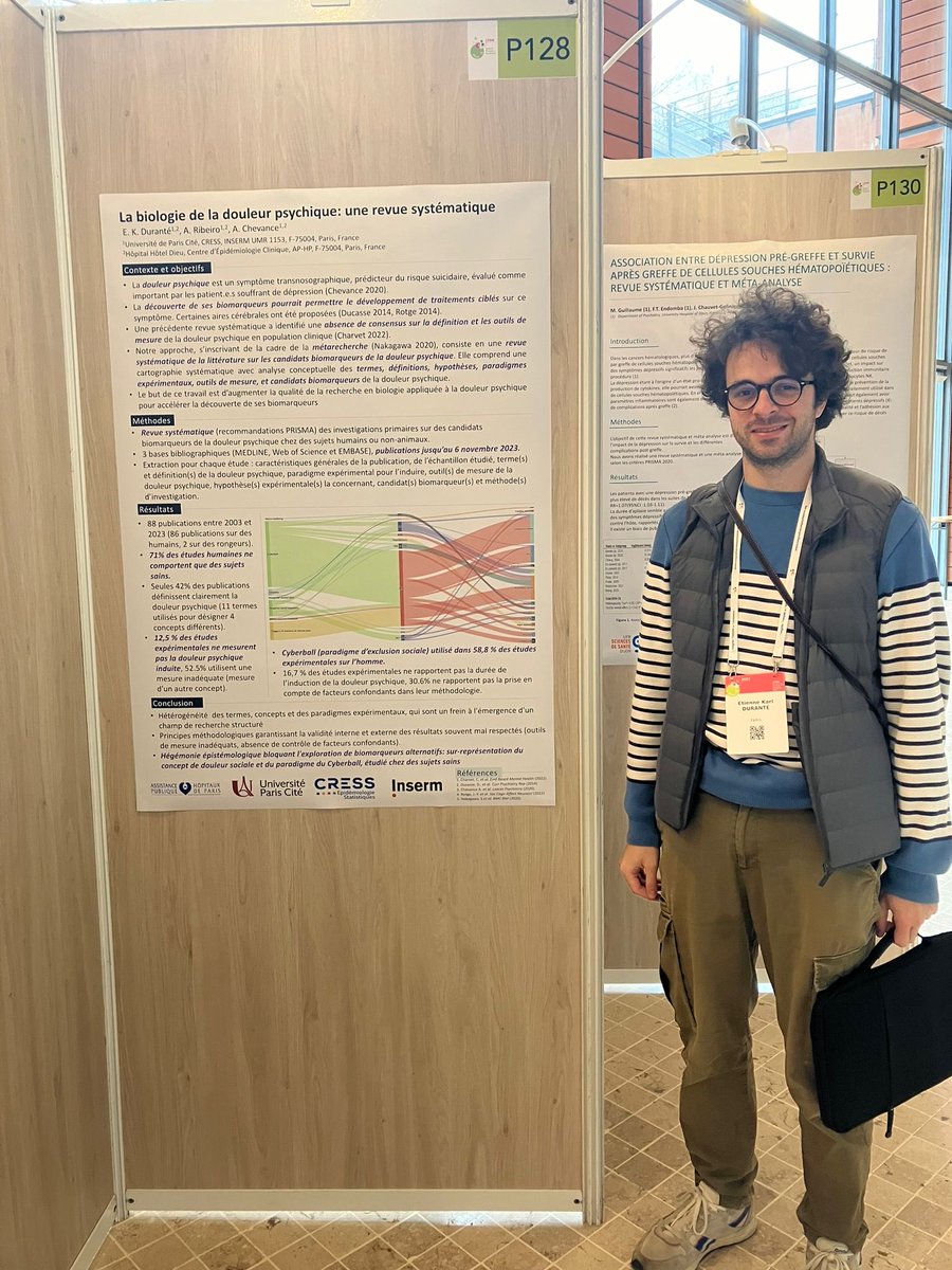etienne_durante's tweet photo. Tous frais sortis du train dans le froid lyonnais avec Alexandre Ribeiro pour présenter nos travaux au Congrès Français de Psychiatrie 2023 #metaresearch #clinicalepidemiology #ecohort #comparedepression, réalisés au @CRESS_U1153 et supervisés par @ChevanceAstrid https://t.co/AWTiPyWXBx
