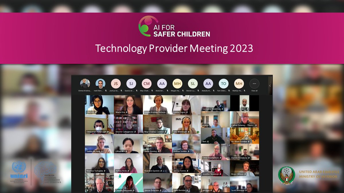 #AIforSaferChildren's 2023 Technology Provider meeting yesterday gathered valued insights - we hugely appreciate the industry cooperation in tackling this issue!🤝
<a href="/UNICRI/">UNICRI</a> <a href="/moiuae/">وزارة الداخلية</a> <a href="/t3k_ai/">T3K.ai</a> <a href="/nuix/">Nuix</a> iCOP <a href="/GetDataIO/">GetData</a> <a href="/thorn/">Thorn</a> <a href="/GriffeyeTech/">Griffeye</a> <a href="/Semantics21/">Semantics 21</a> <a href="/Privately_app/">Privately SA</a> <a href="/ZiuZ_VI/">ZiuZ VI</a> <a href="/webiqnl/">Web-IQ</a>👥⬇️