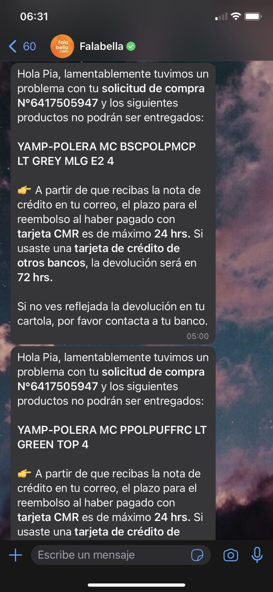 Piaolmi's tweet photo. @FalabellaAyuda @Falabella_Chile gracias por el mensaje pero en virtud de la ley 19.496 sobre la protección de derechos al consumidor, el reembolso es algo facultativo, y no lo acepto, menos anularé la compra. @SERNAC https://t.co/n7RMIm04lA