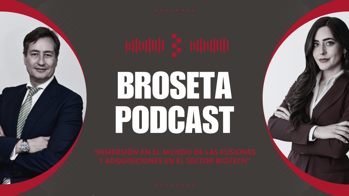 🎥Compartimos el primer #podcast realizado por Carlos Salinas, socio, y Eulàlia Llobet, asociada senior, ambos del área #Mercatil de <a href="/broseta_es/">BROSETA</a>, en el que se sumergen en las #fusiones y adquisiciones llevadas a cabo en el mundo de la #biotecnología. 
lnkd.in/d48Gz-mG