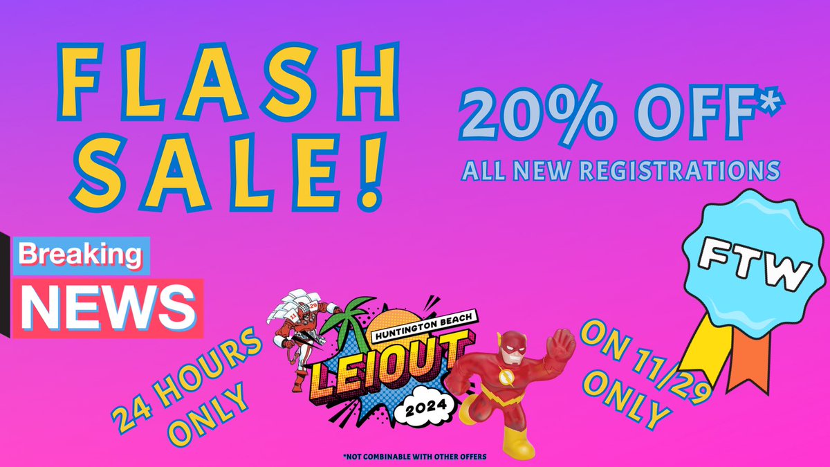 FLASH SALE! 20% off all new LeiOut 2024 registrations (team and player) today only. See you on the beach!
leiout.ultimatecentral.com/e/leiout-2024/…