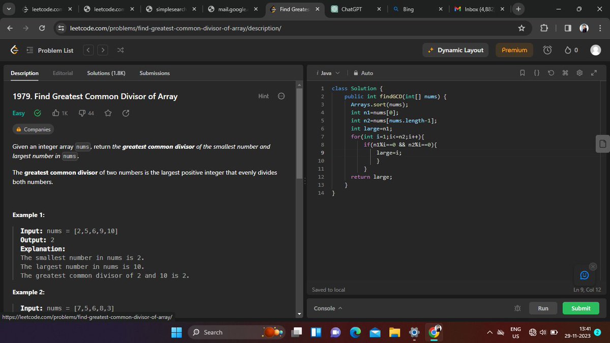 warthana's tweet image. #LeetCode100DaysChallenge Day 1: Getting Started!**
Excited LeetCode 100 Days Challenge today! 💻🔥
🎯 **Today's :*Problems statement is "FIND THE GCD OF ARRAY".
#LeetCode #CodingChallenge #Java #100DaysOfCode #ProgrammingJourney #CodeEveryday #Day1 @LeetCode @gdsciter