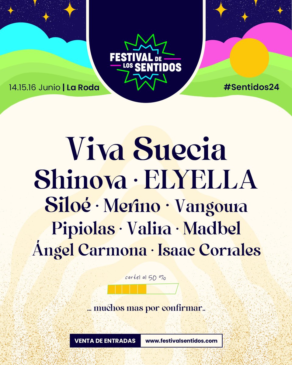 valira_music's tweet photo. 📆Nueva fecha para disfrutar juntos en @festivaldelossentidos en #La Roda en junio, con un cartelazo de bandas increíbles 🙌
🎟️Las entradas ya están disponibles en su web https://t.co/1JMxgIYhas 🏃♀️🏃
#Sentidos24 #Valira #festivales #conciertos https://t.co/aYuSQGkIfJ
