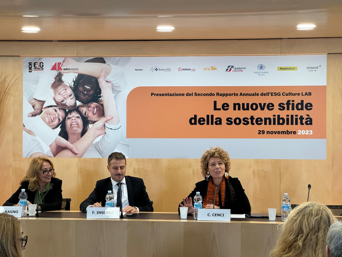 EikonSC's tweet photo. Secondo rapporto annuale #ESGCultureLAB di
@EikonSC "La cultura della #sostenibilità in Italia".
@cristinacenci e @paolaaragno raccontano i dati.  

📊 Scarica la ricerca 👉🏻 https://t.co/j11QZIyDEi
Partner: Banca Ifis, Edison, Eni, Ferrovie, Philip Morris, Poste Italiane e Simest https://t.co/NIcXqIoYAO