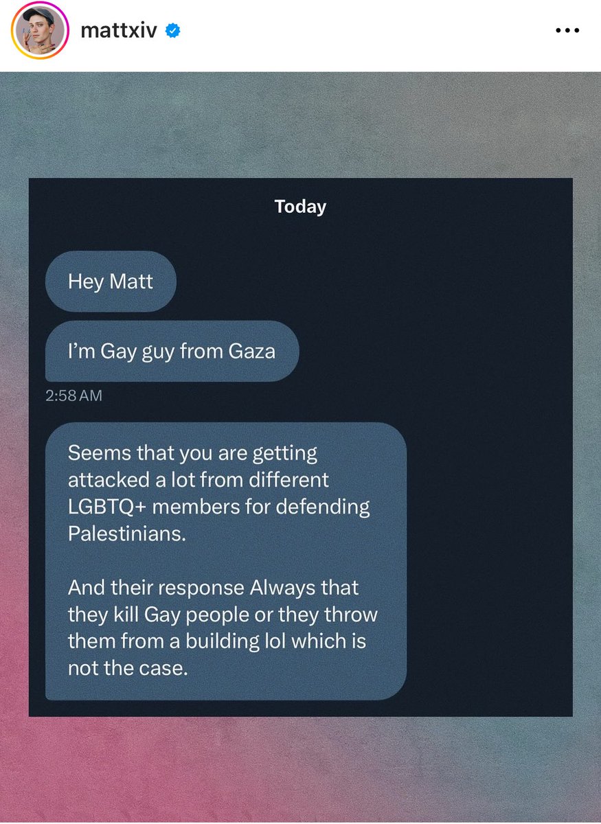 WXelka's tweet photo. Témoignage d’un gay de Gaza.
Ça fait écho à l’article des Queer palestinien qu’on a lu en stream.

A bon entendeur, pour ceux qui s’intéressent sincèrement du sort des palestiniens, homo et hétéro. https://t.co/nTeZ8ny35H