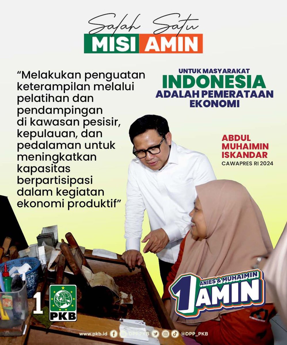 Gus Imin <a href="/cakimiNOW/">A Muhaimin Iskandar</a> menilai penguatan keterampilan masyarakat penting untuk meningkatkan produktivitas, daya saing, dan kesejahteraan secara keseluruhan 🏗️

#AMINPemerataanEkonomi
#AniesMuhaimin2024