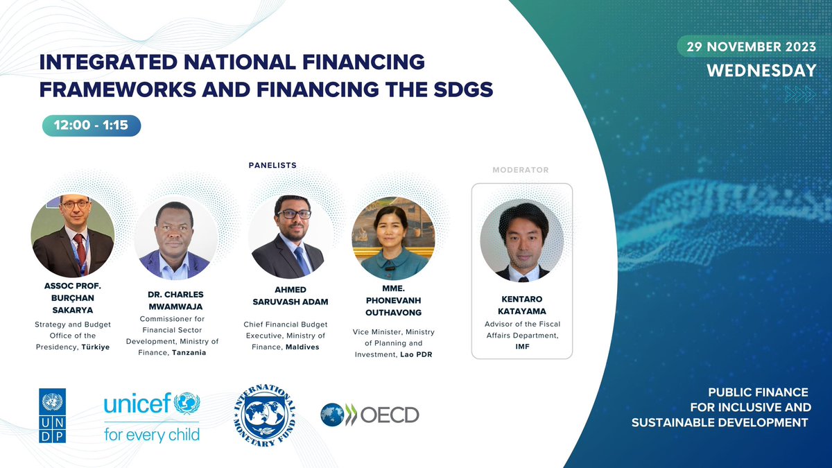♟️How are governments using #SDG #financing #strategies to strengthen links between #SDGbudgeting, revenue strategies and #privateinvestment - for sustainable development?

LISTEN NOW to @IMF, #LaoPDR, #Maldives, #Tanzania, #Türkiye 👉 📺 bit.ly/46ioppF
#PublicFin4SDGs
