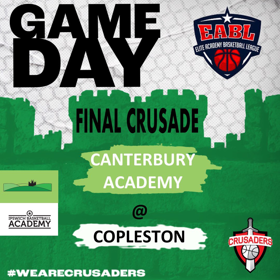 🏀GAME DAY🛡️⚔️
Canterbury Academy travel to Ipswich today to round out the first half of the EABL season. #FinalCrusade #WeAreCrusaders
