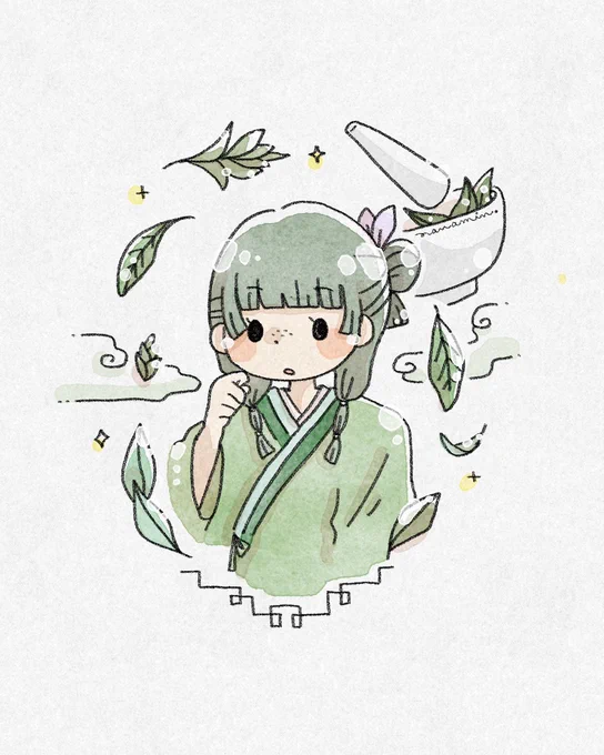 しろくまななみんが薬屋さんのひとりごとの猫猫ちゃん描いてみた 