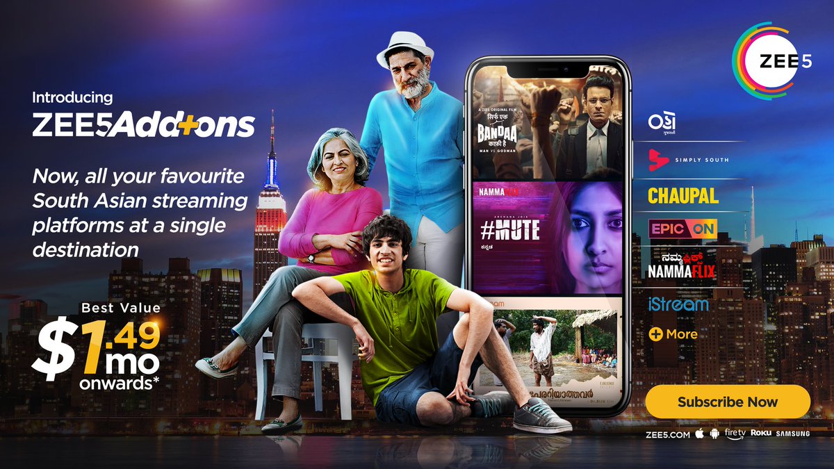 ZEE5 Global Corp (@zee5globalcorp) on Twitter photo Fortifying our US leadership with Aggregation of leading South Asian streaming platforms in one destination- announcing the launch of ZEE5 Add-ons in the US at a mega event packed with celebrities and industry folk in Mumbai yesterday.
<a href="/AmitGoenka_/">Amit Goenka</a> <a href="/ArchanaAnand_/">Archana Anand</a>
#ZEE5Global Fortifying our US leadership with Aggregation of leading South Asian streaming platforms in one destination- announcing the launch of ZEE5 Add-ons in the US at a mega event packed with celebrities and industry folk in Mumbai yesterday.
<a href="/AmitGoenka_/">Amit Goenka</a> <a href="/ArchanaAnand_/">Archana Anand</a>
#ZEE5Global