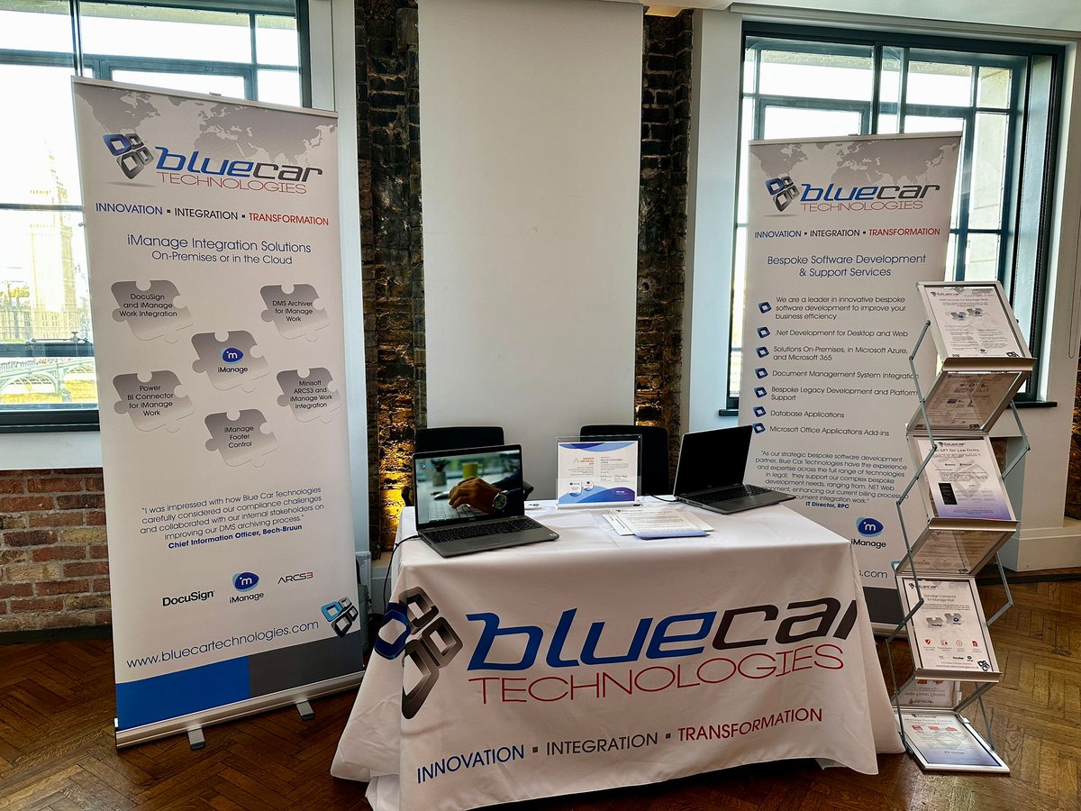 bluecartech's tweet image. All set for the EMEA iManage Customer Briefing!
Come and join us at the Blue Car Technologies stand in the iManage demo room.

#BlueCarTechnologies #iManage #DMSIntegration #DocuSignIntegration #DMSArchiver