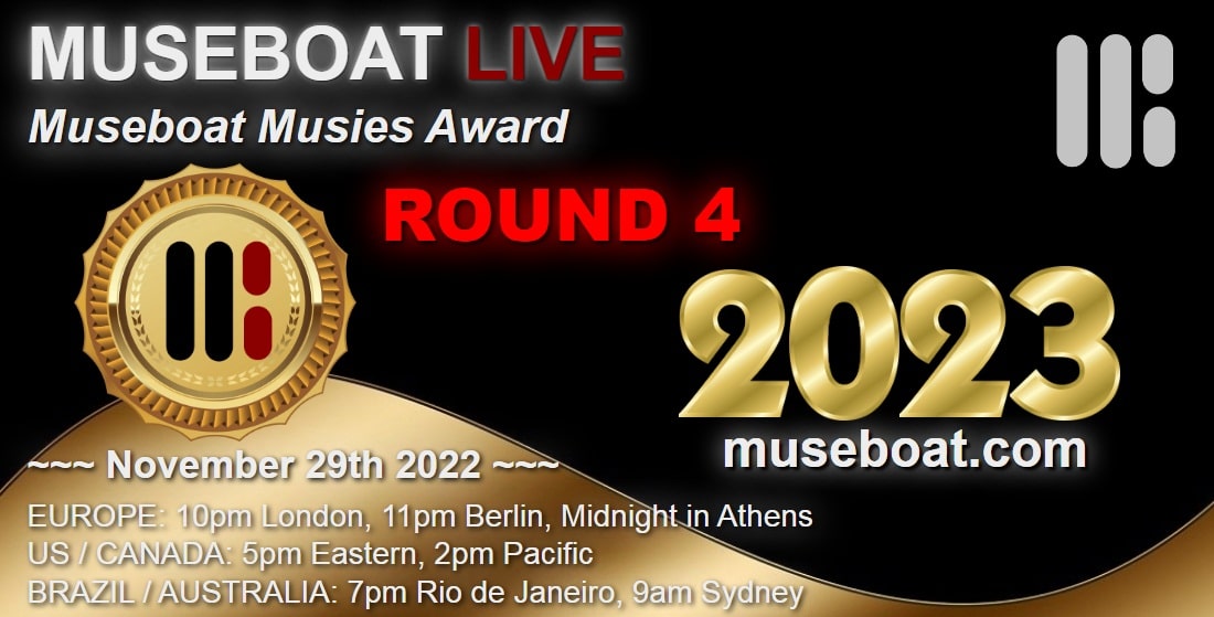 #RT Museboat Musies Award 203 ROUND 4 show at museboat.com is with @johnnyferrari @KatjaTsinger @KOT_FL @KRASHKARMA @luxthereal1 @MadWetSea @mardigrasband @marekstarx @WihlidalMark @matd_band @nataliergauci   Join us today at bit.ly/41nQkD8 @ArtistRTweeters