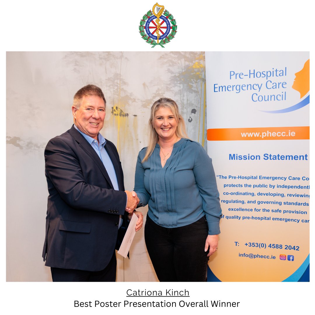 AmbulanceNAS's tweet photo. National Ambulance Service staff won a total of four prizes at the Pre-Hospital Emergency Care Council research conference last week. @PHECC 

Here they are accepting their prizes from PHECC Director Richard Lodge. https://t.co/cIWamYzdCg