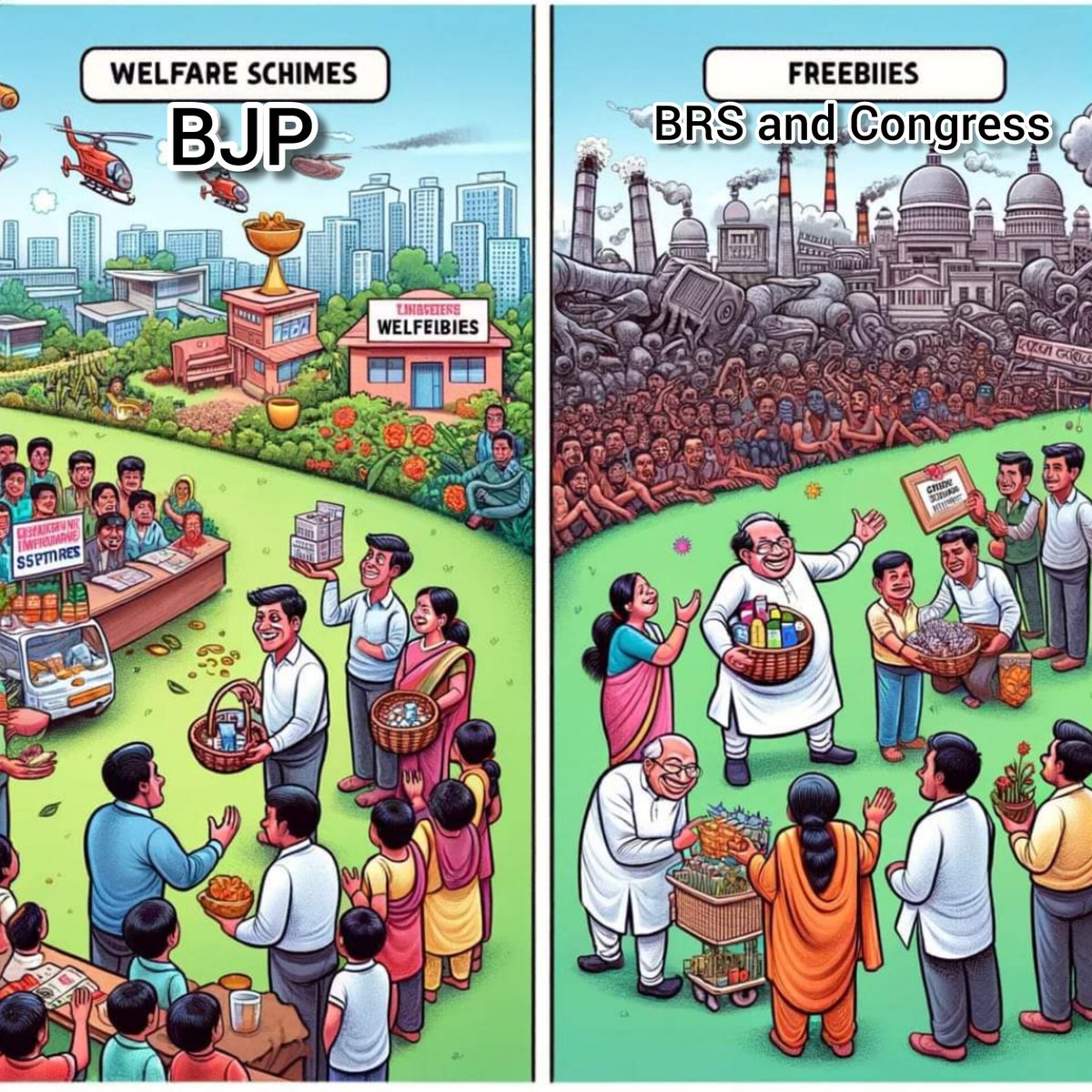 The difference between #BJPWelfare schemes and #Congress Fake guarantees

#BJPWinningTelangana 
#TelanganaWithBJP