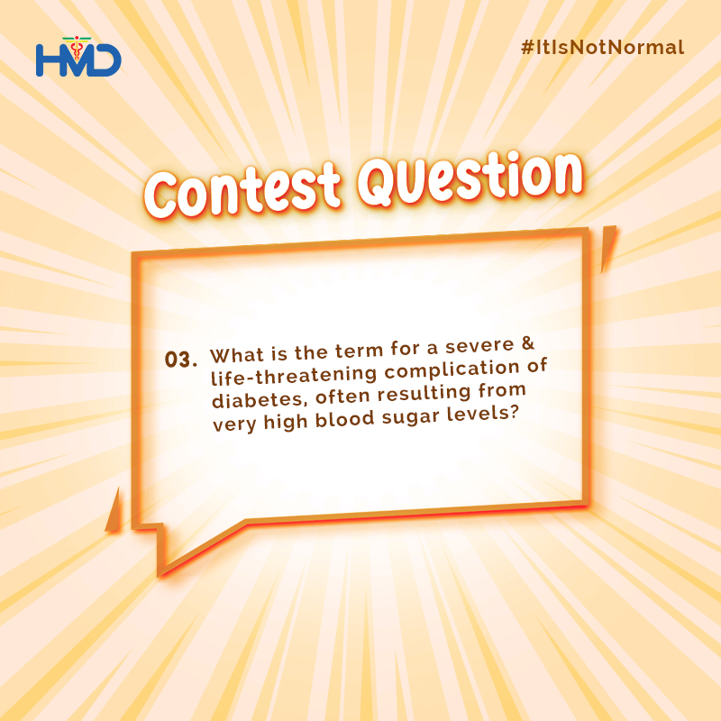 hmdhealthcare's tweet photo. Presenting the third question of the Diabetes contest.
Answer the question and improve your chances of winning a Rs. 1000 Amazon voucher! Follow these steps:
Comment your answer within 24 hours
Like the post & Tag 3 people
Follow us on Instagram #ItIsNotNormal https://t.co/BzXLL5tVMX