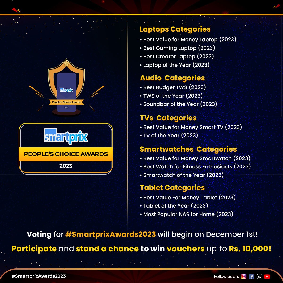 Smartprix's tweet photo. #SmartprixAwards2023 The nominees are in! Check out the full shortlist for all categories and see who will be crowned the best of the best.
#Awards #PeoplesChoiceAwards #SmartprixAwards #Smartprix https://t.co/6cmZnKgi1O