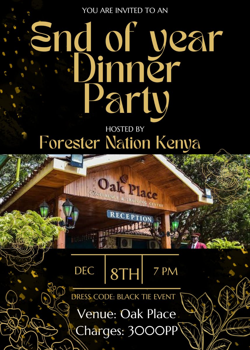 Time to celebrate our achievements for the year as we plan for a bigger and better 2024.
Theme: Black and Gold

RSVP: Forester Nation Kenya