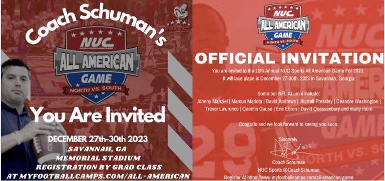 Blessed to received an invite to unc all American.<a href="/rohawksfootball/">Red Oak Hawks Football</a> @uncsports