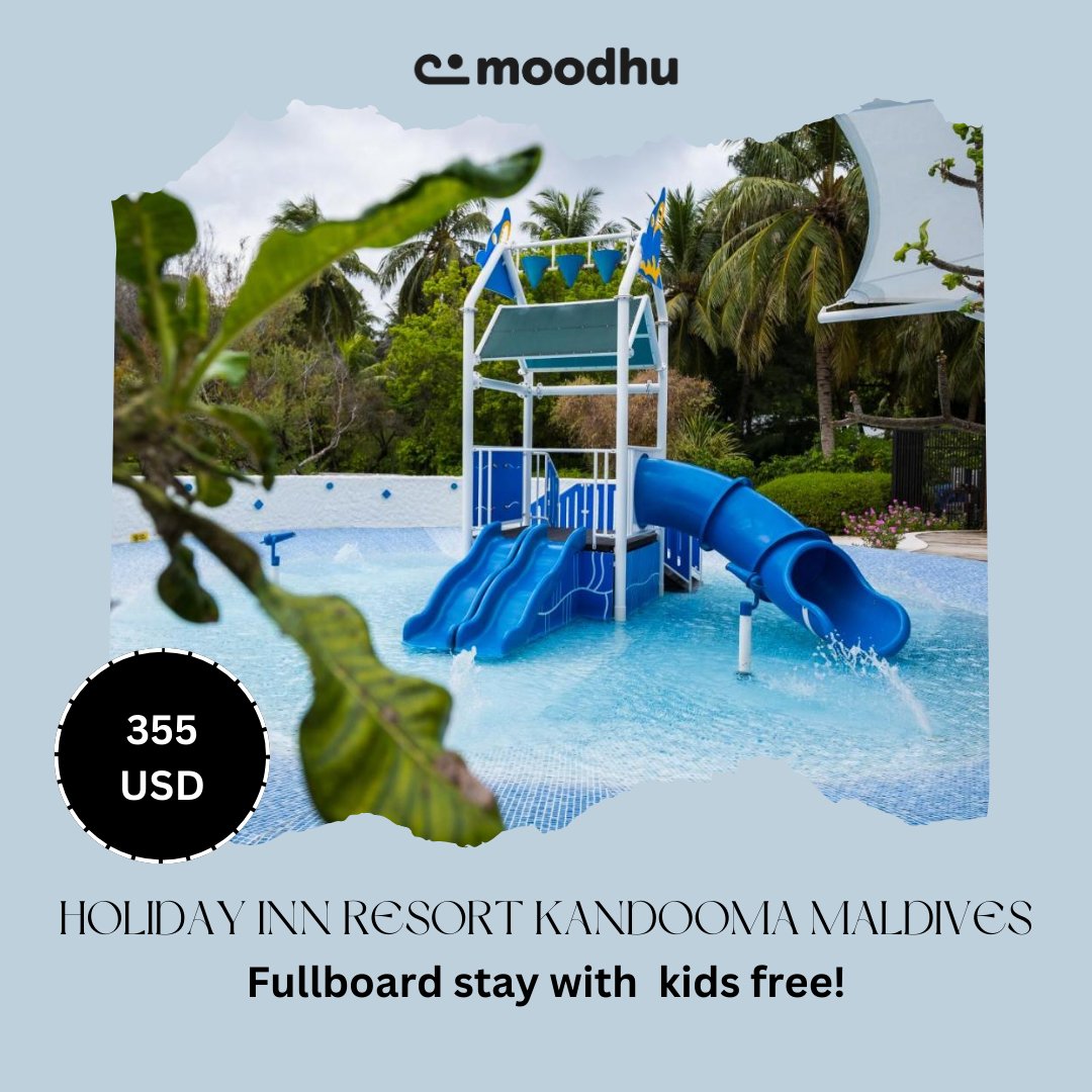 moodhumv's tweet photo. Holiday Inn Resort Kandooma Maldives (4*plus)    

Room Category: Garden Villa 
$355 per night on Full board basis 

Children under 11 years ‒ free of charge!    
     
  Package includes the following:    
- All Taxes   
- Per night Accommodation   
- Meals as stated and soft beverages 
- Speedboat transfer   
- 15% discount on “other” Restaurants & Bars   
- 15% discount on Water Sports (Resort Operated)   
- 10% discount on Kandooma Spa by Como Shambhala

For more information:
Phone: 960 7987793 , 7987794
Website: https://t.co/2HhsByJhWf
Email: reservation@moodhu.com.mv

#MoodhuMv #MoodhuHolidays #FalimGroup #Maldives #mageyrajje #sunnysideoflife #MaldivianExperience #themaldives #maldivesisland #moodhuReward