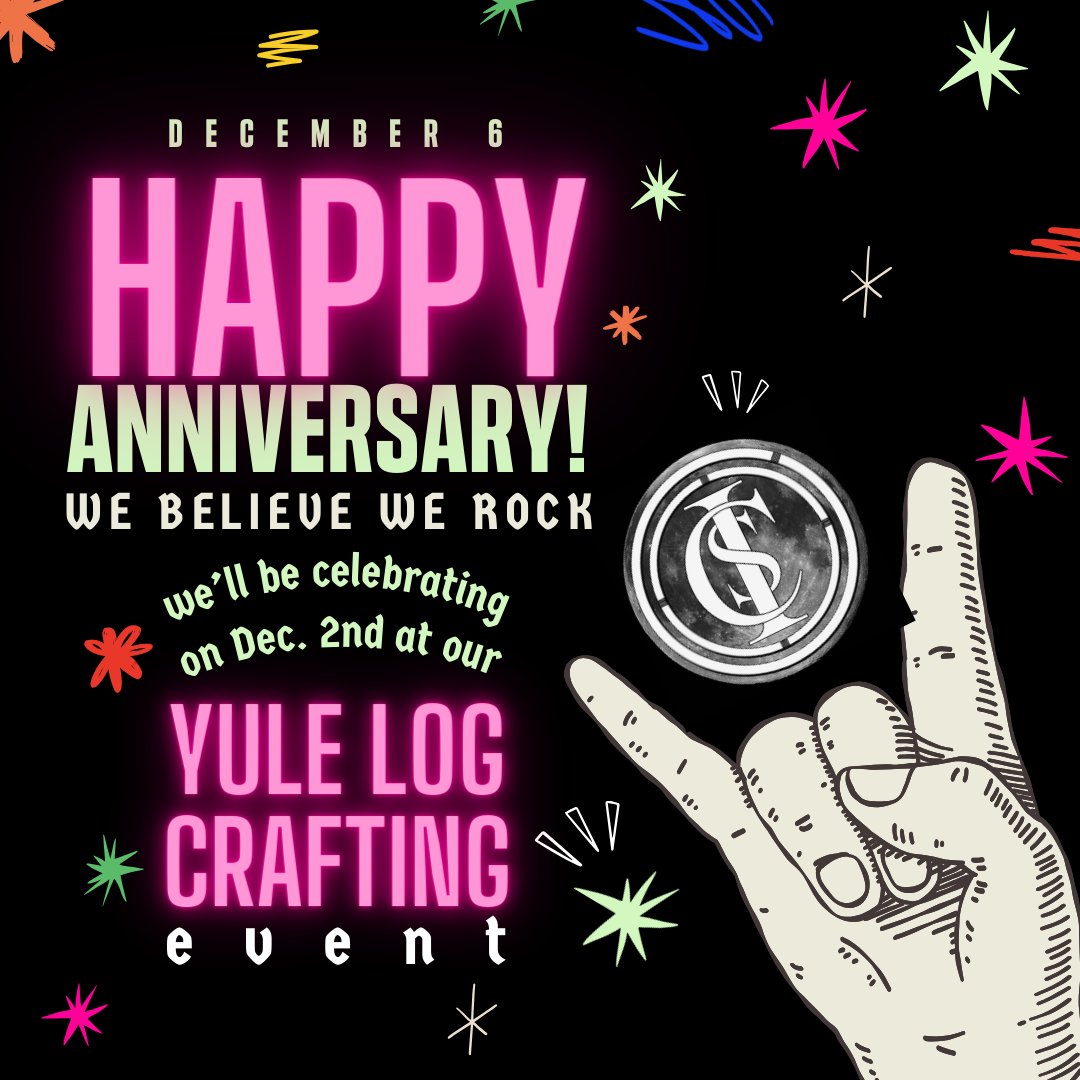 ICSWicca's tweet photo. Come celebrate our anniversary with us during our Yule Log Crafting Event! Saturday, December 2nd, 2023 from 6-9pm at UUCLV. https://t.co/CnTcuu2RGx https://t.co/FzTYXivZLz