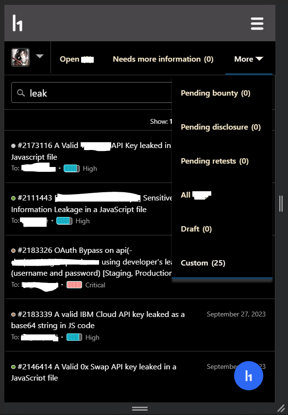 Reported 20+ Sensitive Leaks on H1 in the last 3 months! Here's how I found them and how you can too👇 

#BugBounty #bugbountytips #bugbountytip