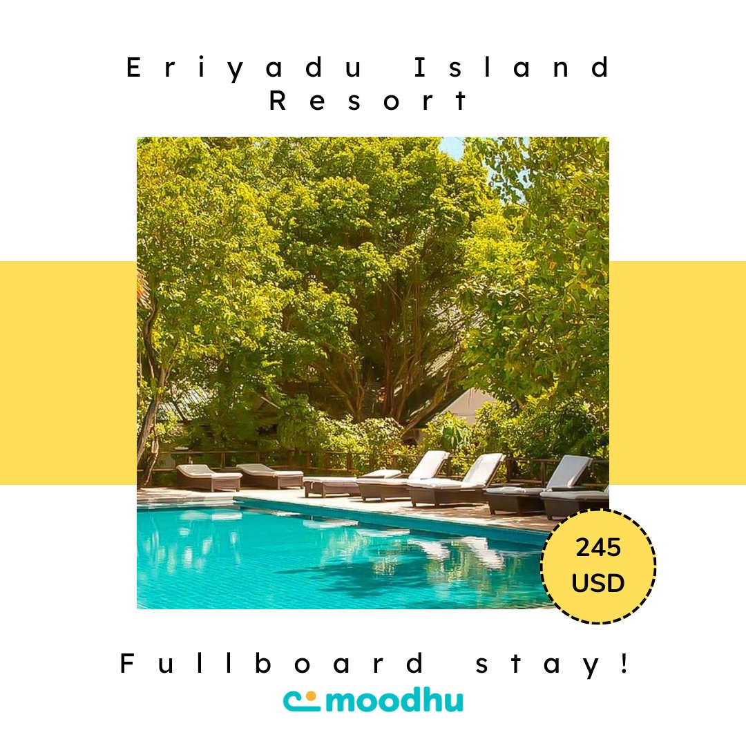 moodhumv's tweet photo. Eriyadu Island Resort (4*) 
Kaafu Atoll  
Valid till 1 December 2023

Room Category: Seaview Sky Room
Per night: $245

Room Category: Deluxe Beach Villa 
Per night: $250

0-5 years free of charge

 Package includes the following:

Package includes the following:
• Free Shared/Combined Hotel Speedboat Transfer (roundtrip)
• Full Board meals (Mela Restaurant)
• Free internet access
• Free use of Swimming Pool  and Free use of gym
• 10% discount on Spa Services
• Free departure day lunch

For more information:
Phone: 960 7987793 , 7987794
Website: https://t.co/2HhsByJhWf
Email: reservation@moodhu.com.mv

#MoodhuMv #MoodhuHolidays #Maldives #FalimGroup #mageyrajje #sunnysideoflife #MaldivianExperience #themaldives #maldivesisland #moodhuReward