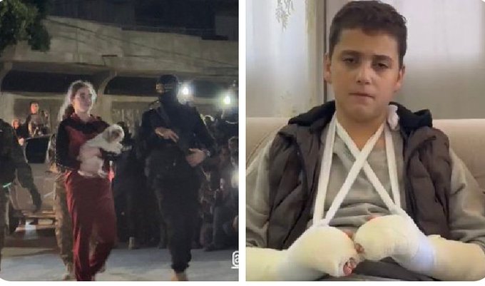 He left from Israel prison with broken arms and fingers, with a broken soul. 
She left Gaza with a pet. 
Do you guys understand the difference?
This is the difference between the tolerance of Islam and the Zionist Nazis.
#khaberni