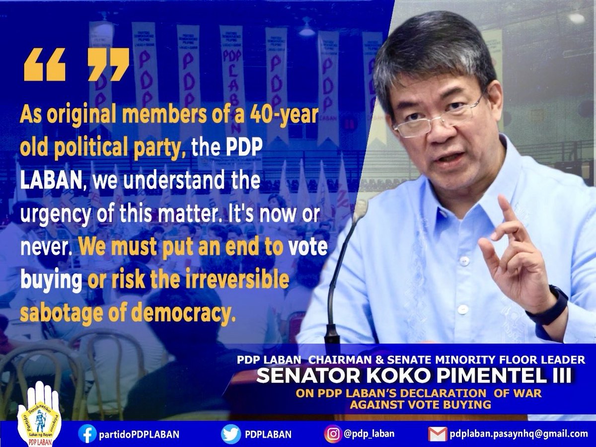 PDP LABAN Declares War Against Rampant Vote Buying in the Philippines, Urges Immediate Action from #COMELEC.

#pdporig #waragainstvotebuying