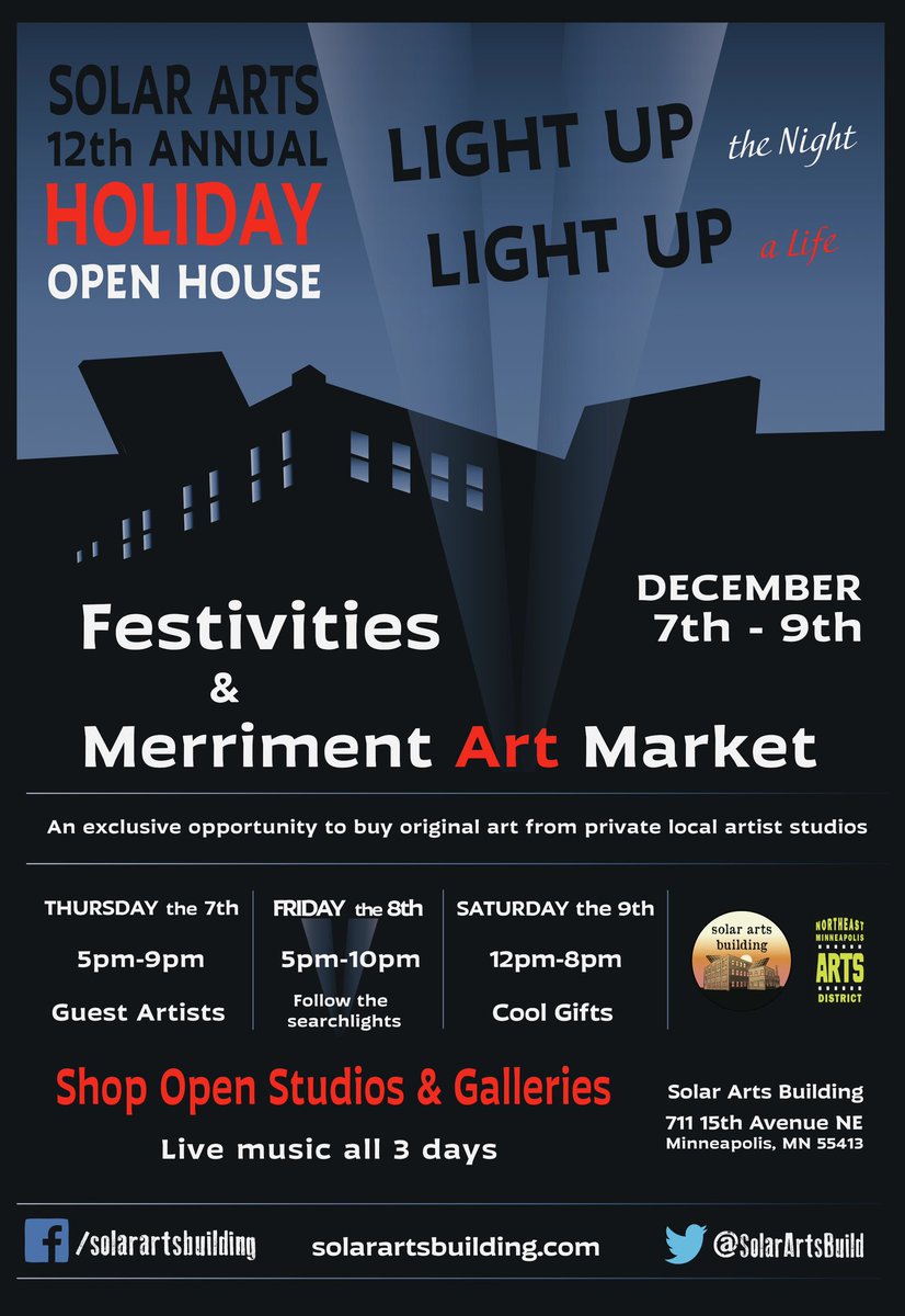 Step into the enchanting world of art and warmth at the Solar Arts Holiday Art Market Dec 7-9! 🌟✨ Let the luminous artwork and cozy atmosphere wrap you in the spirit of the season. Join us for a heartfelt celebration of creativity, community, and the joy of giving.