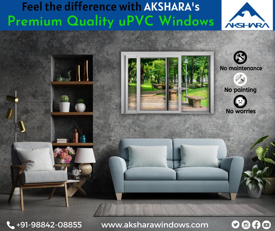 AksharaPolymers's tweet photo. Akshara uPVC windows : For a modern and a elegant look for your home. Get the premium quality of uPVC windows from Akshara that will last for years and give your home a luxurious and classy look.
#AksharaWindows
#ZeroMaintenance
#uPVCWindowsDoors
#ISOCertified #CorrosionResistant https://t.co/qZ7fccqQJQ