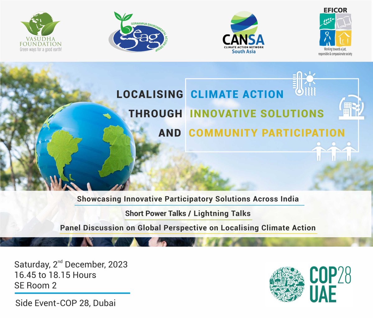 GEAG (@geag_india) on Twitter photo Join us in talking of ‘localisation of #climateaction’ with <a href="/GEAG_India/">GEAG</a> <a href="/Vasudha_Fnd/">Vasudha Foundation</a> <a href="/CANSouthAsia/">Climate Action Network South Asia</a> <a href="/EFICOR_Delhi/">EFICOR</a> actionists at the <a href="/UNFCCC/">UN Climate Change</a> side event #COP28UAE #COP28 @ExpoCityDubai <a href="/IISD_Resilience/">IISD Resilience</a> <a href="/ClimateWomen/">Women Climate Change</a> <a href="/TheCVF/">Climate Vulnerable Forum</a> <a href="/WeAreSwades/">Swades Foundation</a> <a href="/dtdchange/">Doing Things Differently</a> <a href="/SouthSouthNorth/">SouthSouthNorth</a> <a href="/IISD_Resilience/">IISD Resilience</a>. Join us in talking of ‘localisation of #climateaction’ with <a href="/GEAG_India/">GEAG</a> <a href="/Vasudha_Fnd/">Vasudha Foundation</a> <a href="/CANSouthAsia/">Climate Action Network South Asia</a> <a href="/EFICOR_Delhi/">EFICOR</a> actionists at the <a href="/UNFCCC/">UN Climate Change</a> side event #COP28UAE #COP28 @ExpoCityDubai <a href="/IISD_Resilience/">IISD Resilience</a> <a href="/ClimateWomen/">Women Climate Change</a> <a href="/TheCVF/">Climate Vulnerable Forum</a> <a href="/WeAreSwades/">Swades Foundation</a> <a href="/dtdchange/">Doing Things Differently</a> <a href="/SouthSouthNorth/">SouthSouthNorth</a> <a href="/IISD_Resilience/">IISD Resilience</a>.