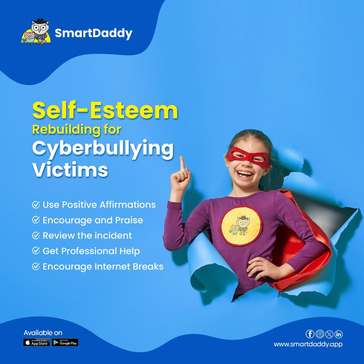 SmartDaddy_App's tweet photo. Empower your child's online journey with our parental control app 🌐🔐 Build resilience against cyberbullying and boost their self-esteem!
.
.
.
Visit Us - https://t.co/dMVQsHMwFm
Contact Us - support@smartdaddy.app
.
.
.
#TechParenting #ParentalControlApps #OnlineSafety https://t.co/Nuw5ygUawv