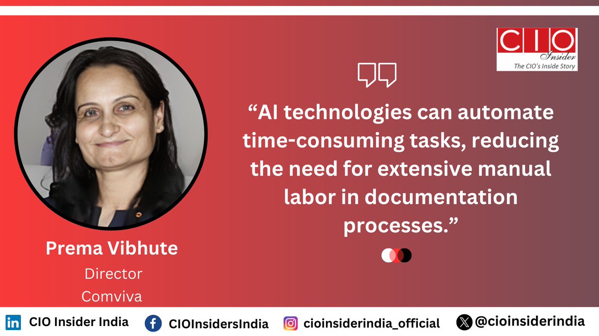 cioinsiderindia's tweet photo. AI in documentation. Also, how AI technologies can contribute to maintaining the quality and consistency of documentation across an organization.
Article: https://t.co/daKyOZbuMG
#ITStrategy #AItechnologies #AIdocumentation #BusinessGoals #Innovation #AIcapabilities #GenericAI https://t.co/2V24pp6pNK