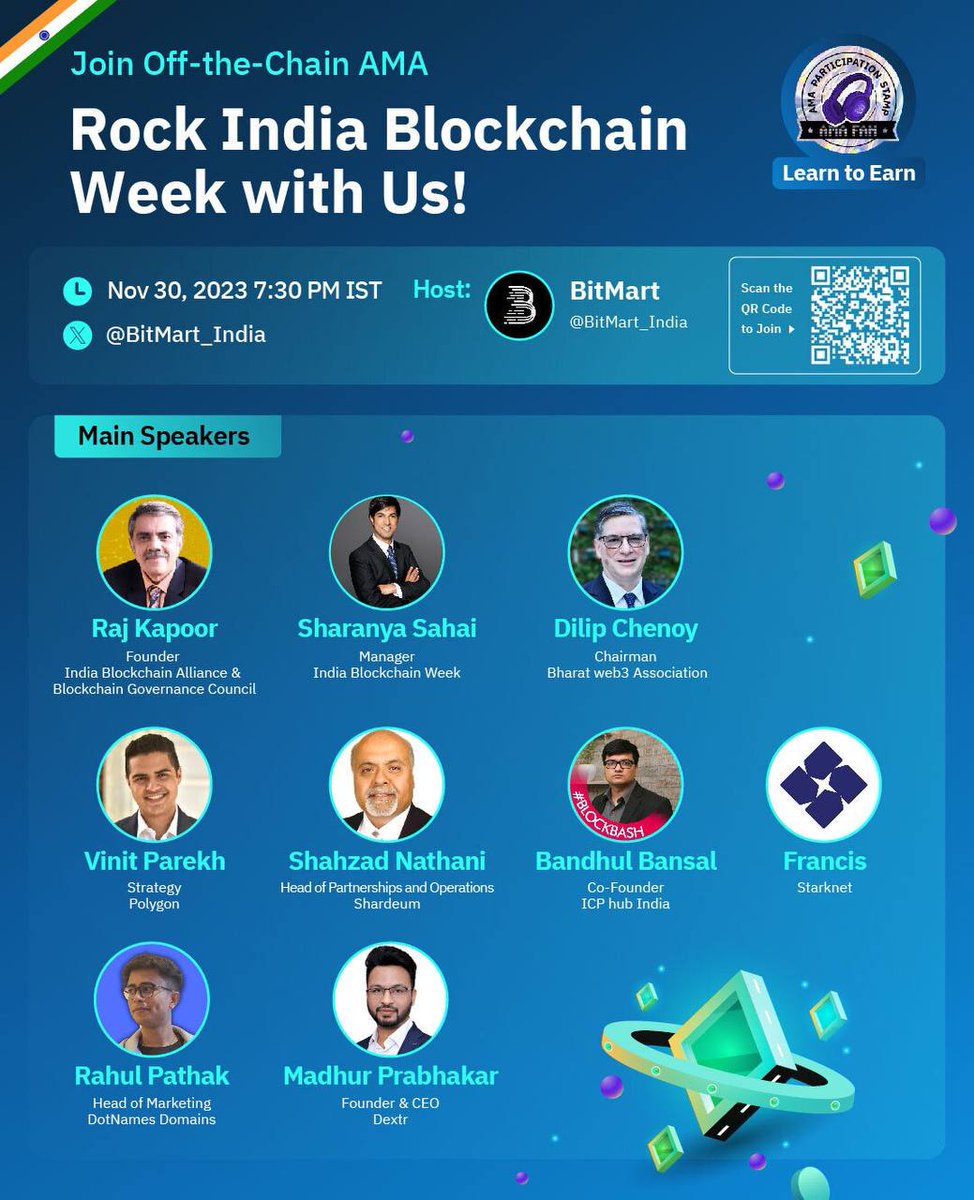 📢 BitMart India's 1st Off-the-Chain #AMA! 🚀

Join us to discover the exciting events at India Blockchain Week &amp; gain insights into the latest #crypto trends from industry experts! 🤖✨

⏰ 7:30 PM IST, Nov 30
🎧 Set reminder: x.com/i/spaces/1RDGl…

#BitMartOffTheChain
