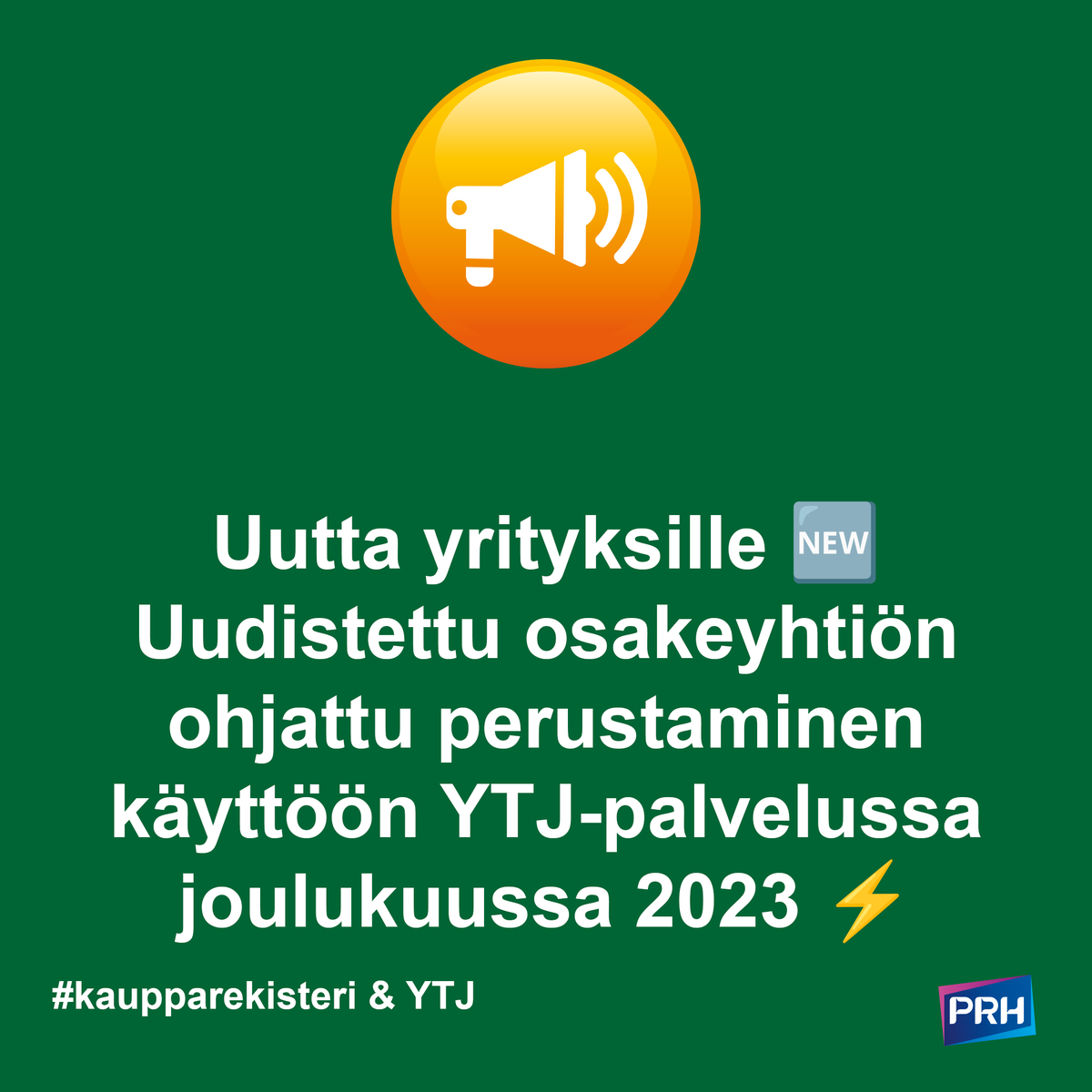 Osakeyhtiön perustaminen netissä uudistetun ja ohjatun osakeyhtiön perustamispaketin avulla YTJ-palvelussa on helpompi ja edullisempi tapa perustaa osakeyhtiö netissä 🆕ℹ️

Lue lisää moniin tilanteisiin sopivasta menetelmästä: prh.fi/fi/asiakastied…

#YTJ #kaupparekisteri