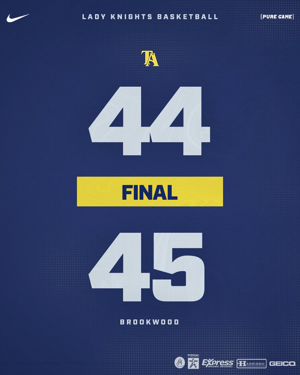 Lady Knights come up short tonight.   Carly King led with 27 while Ella Williams added 10.