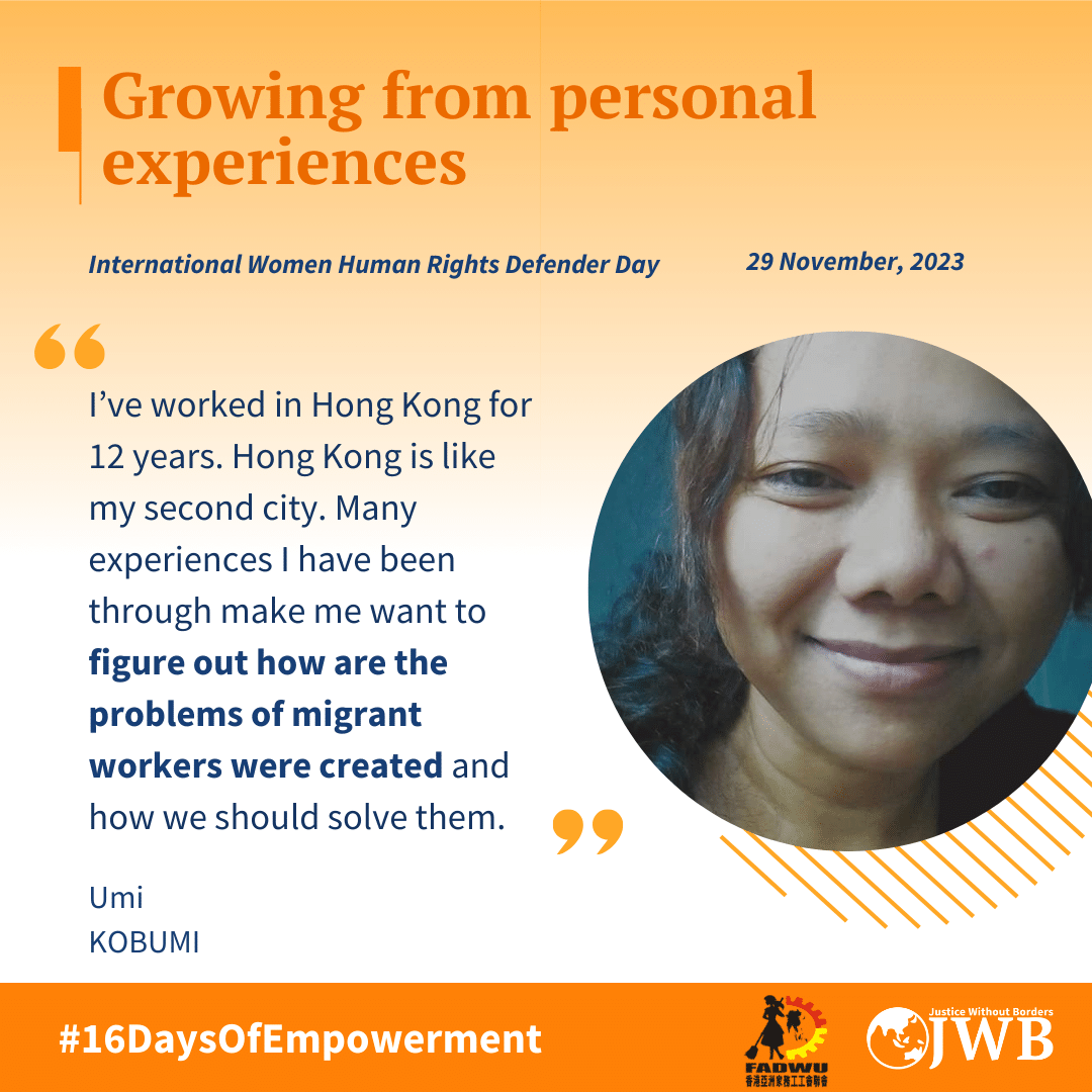 forJWB's tweet photo. On #WHRD2023, We would like to give a shoutout to the mentees from our HK Caseworker Mentorship Programme, whom many are full-time MDWs. Check out what they want to achieve through #HKMP2023 to support their fellow sisters and union work!

#communityempowerment #16Days https://t.co/fV4gb88zFF