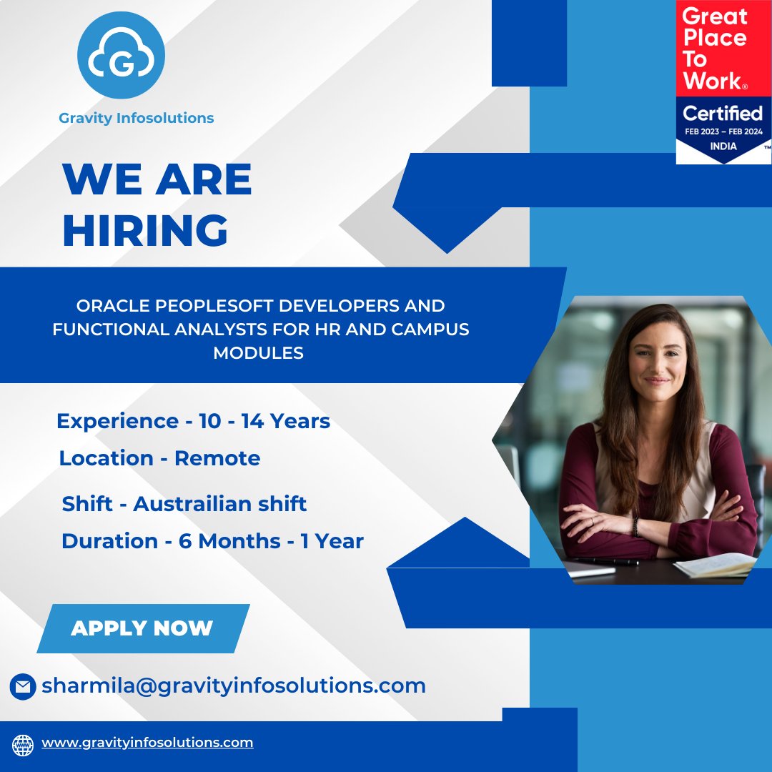 BeingGravity's tweet image. 🚀
Discover Your Next Challenge - Seeking an Oracle PeopleSoft Developer!

#TechOpportunity #OraclePeopleSoft #DeveloperRole
#JoinOurTeam 🌟