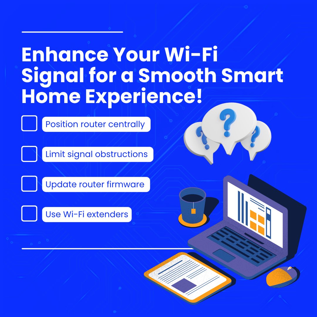 Wave goodbye to weak Wi-Fi! 📶 Follow these simple steps to boost your signal and enjoy seamless smart home connectivity. Get connected now! 🏠💻

#WiFiOptimization #SmartHomeSetup #InternetSpeed #WirelessNetwork #TechTips #WiFiBoosters